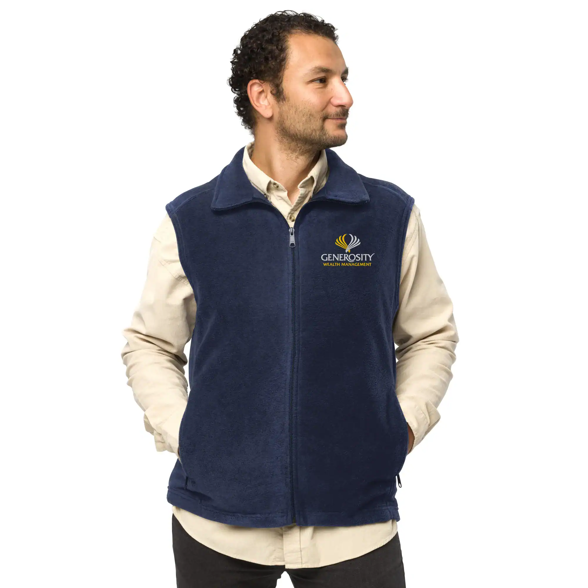 GWM mens-columbia-fleece-vest-collegiate-navy-front-68d2db292d5e8 Gift box from Generosity Wealth Management featuring a letter about Best Friends Animal Society, Swedish Fish candy, a thank-you notebook, postcard, pen, and personalized card for the recipient.